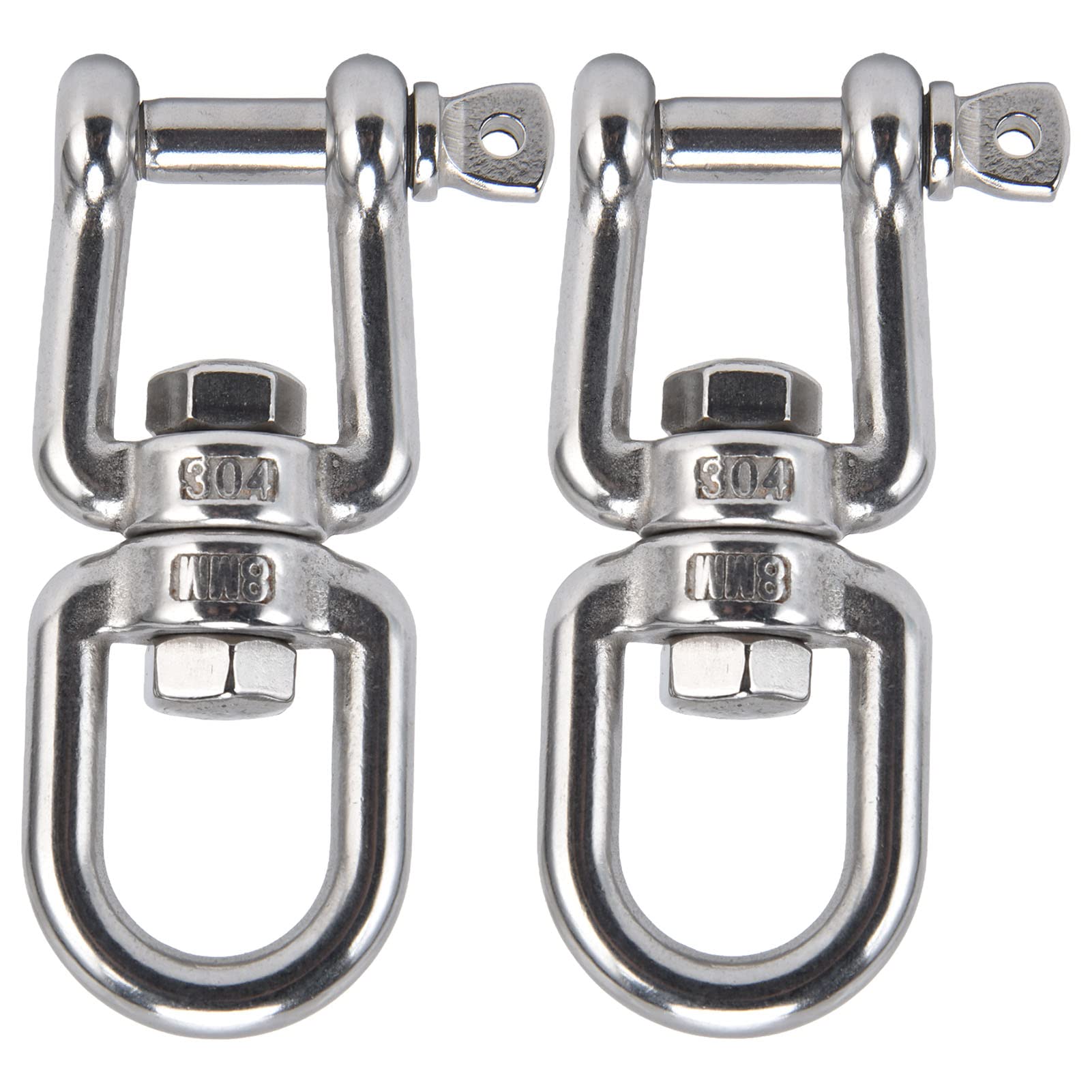 Detachable Shackle Hook, Rotating Ring Snap 304 Stainless Steel OX Type Multifunctional 8mm Section Diameter for Hammock Chair for Climbing Rope