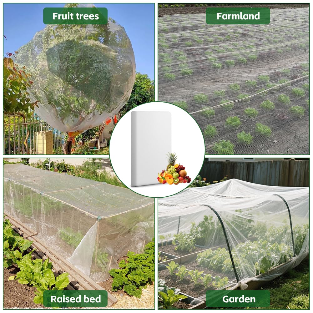 AOOWU Malla Fina Anti-Insectos, 3 X 10m Red de Protección de Cultivos, 0.38mm Red Fina Anti-Insectos Red para Proteger Plantas, Frutas y Flores, Malla Antiinsectos y Pajaros de Plagas