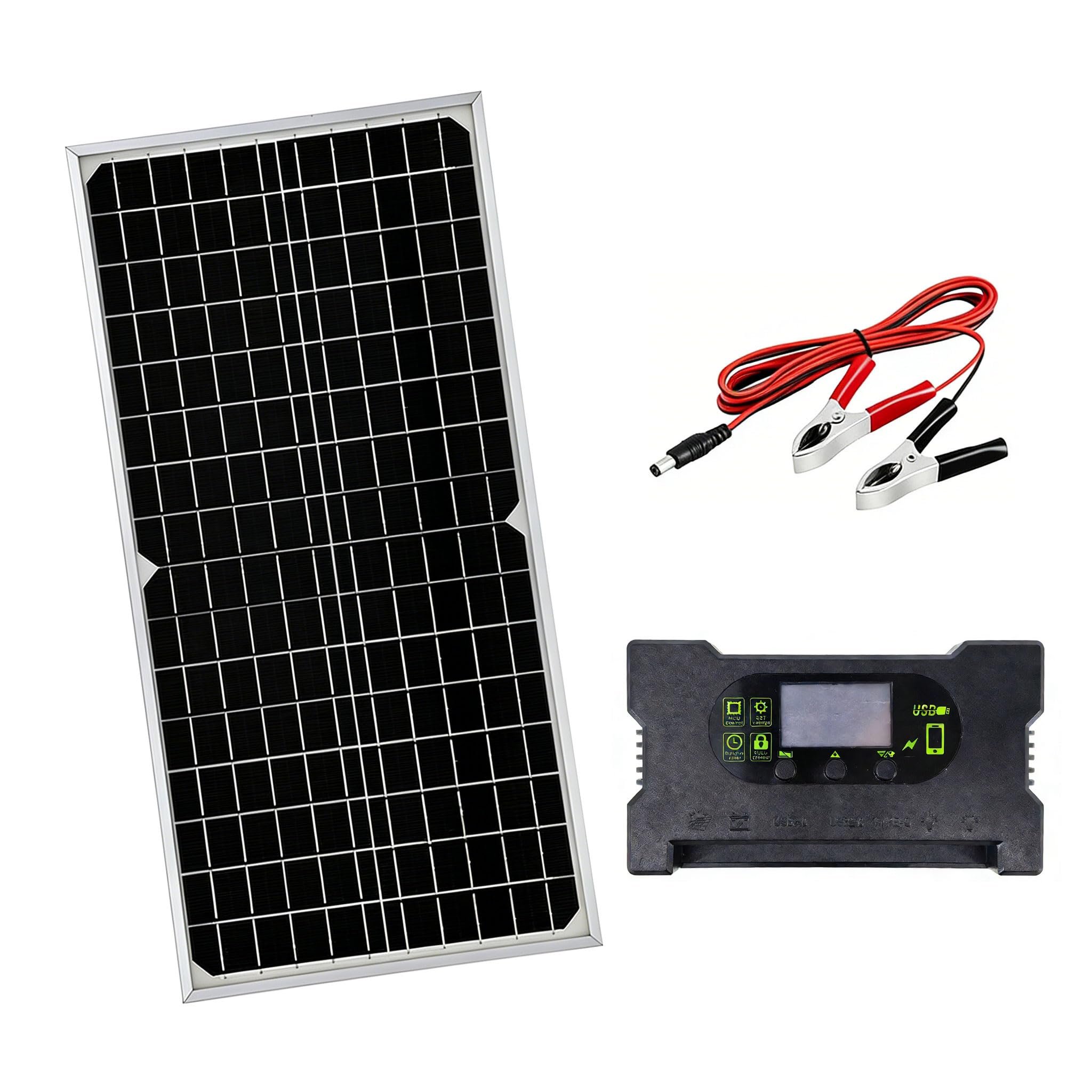2pcs Monocristallino Solare 16W 12V per la Casa di Backup Power Car Manutenzione e Campeggio Energia Leggero Solare