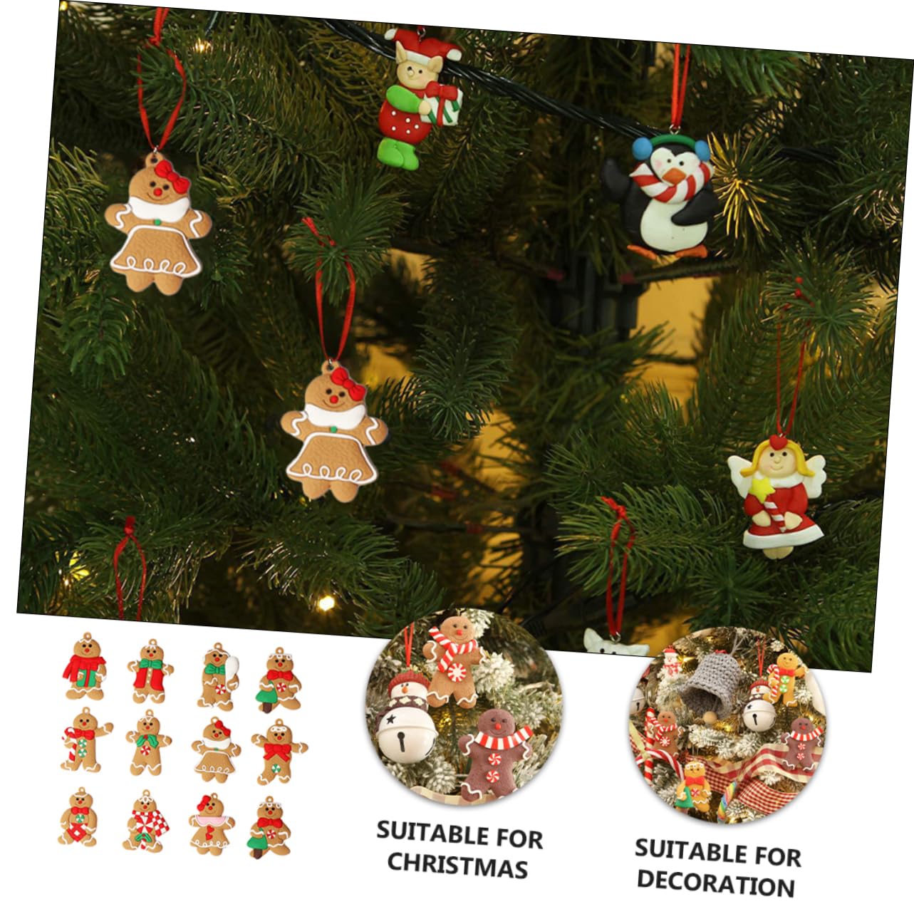 Ciieeo 3 Set Di Ornamenti A Forma Di Omino Di Pan Di Decorazioni Natalizie Da Appendere Decorazioni Per L'albero Di Natale 12 Pezzi * 3