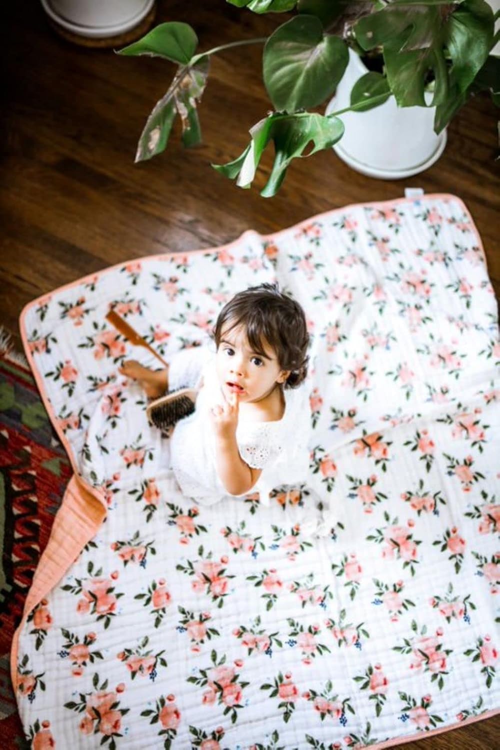 Little Unicorn – Watercolor Roses Cotton Muslin Quilt Blanket | 100% Cotton | Super Soft | Babies and Toddlers | Large 47” x 47” | Machine Washable : Baby