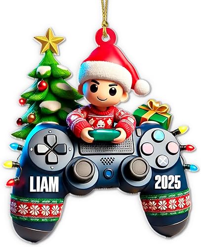 Adorno acrílico plano 2D personalizado para juegos, adornos de videojuegos para árbol de Navidad, adorno de niño adolescente, para niños
