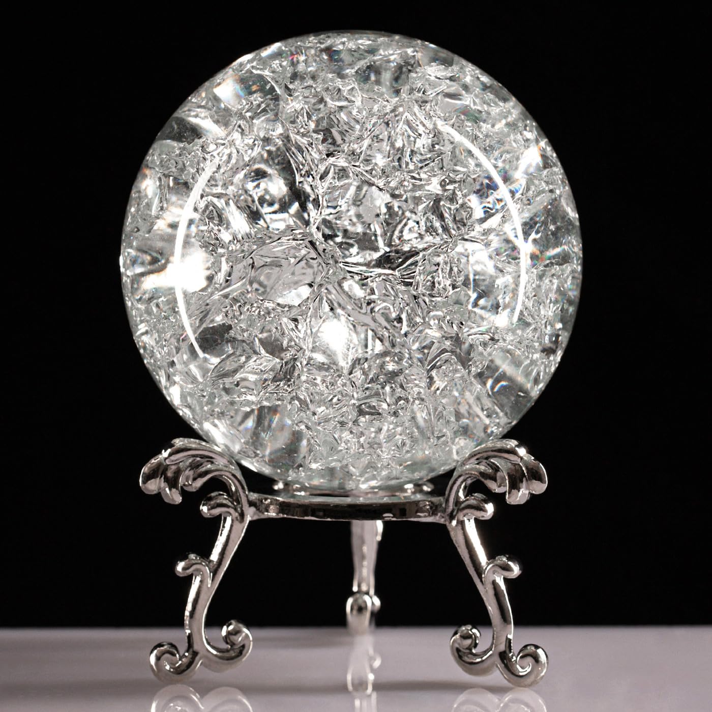 Sahoottie 60mm Ice Cracked Crystal Ball Paperweight Ice Cracked Glass Ball Gifts for Women Men Ice Cracked Glass Ball Ornaments - Image 3