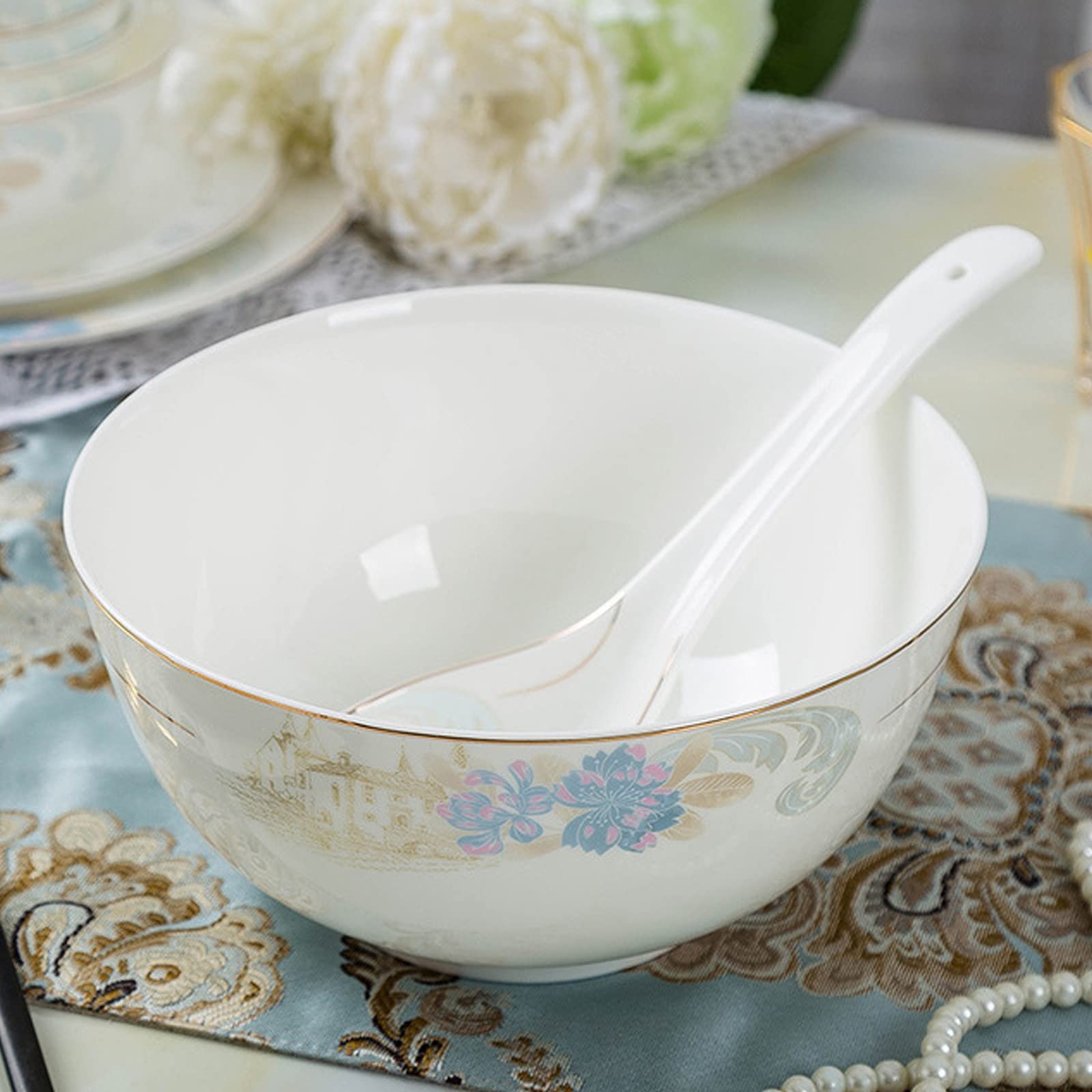 Mlecznobiała porcelana zestaw zastawy domowej prostota zastawa stołowa zestaw misek talerze deserowe talerze do zupy talerze obiadowe zestaw 58 sztuk