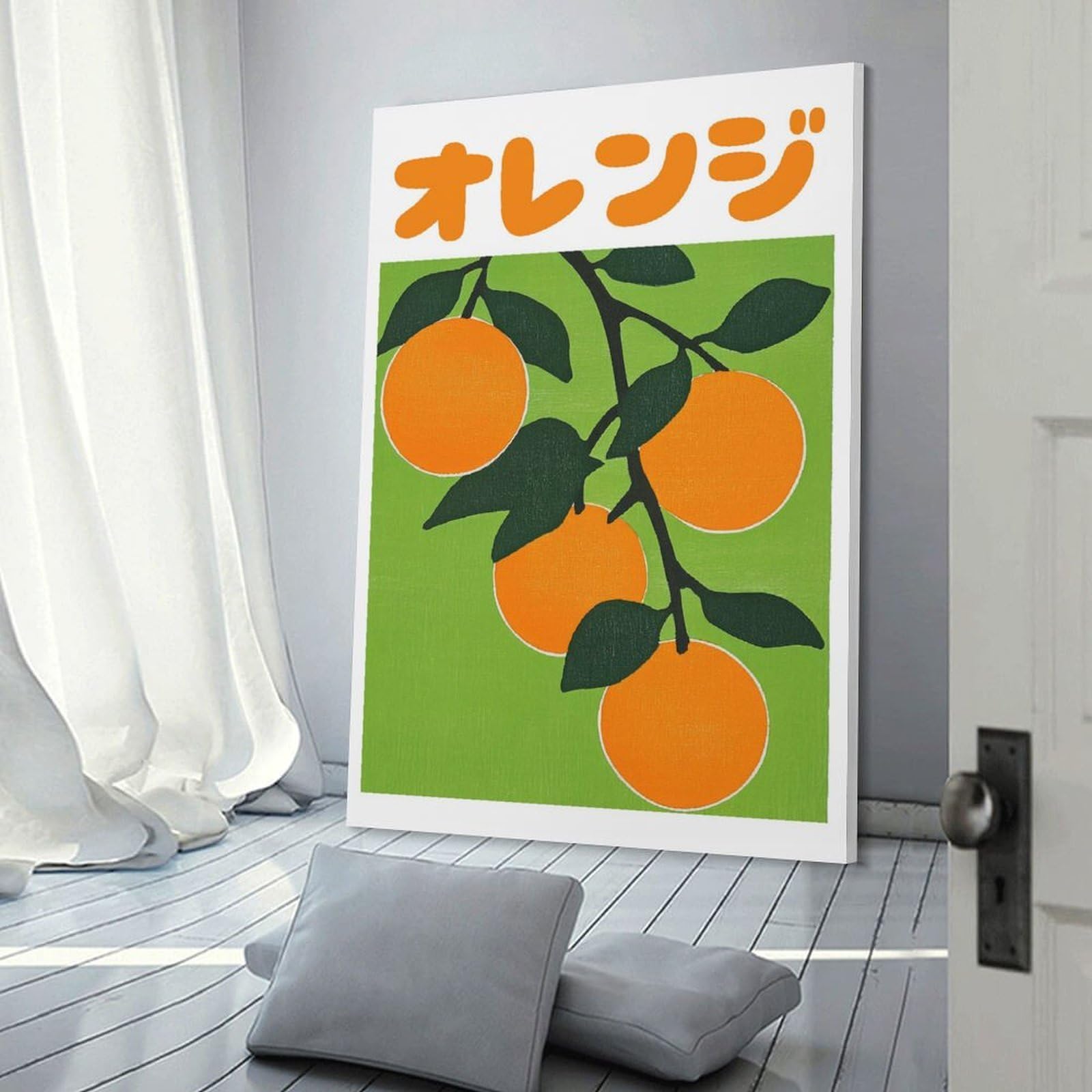 Junmoney Frame-Style-7-1 Oranges Japanese Fruit Art Print Room Decor Wall Art, 20X30inch(50X75cm), For Home Office, Desk Area Or Studio, An Interior Accent For Desk Areas