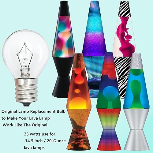 Miniatura 4 de Bombillas para Lámpara de Lava de 25 Vatios S11 Base E17 Las Bombillas de Repuesto Originales para Lámparas de Lava de 14.5 Pulgadas y Lámparas