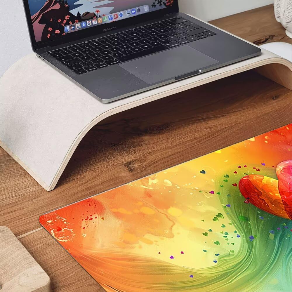 Podkładka pod mysz dla graczy, 1600 x 800 mm XXL podkładka pod mysz do gier duża, zmywalna klawiatura biurowa mata antypoślizgowa gumowa wodoodporna, szyte krawędzie, gracz komputer PC, kolor miłości