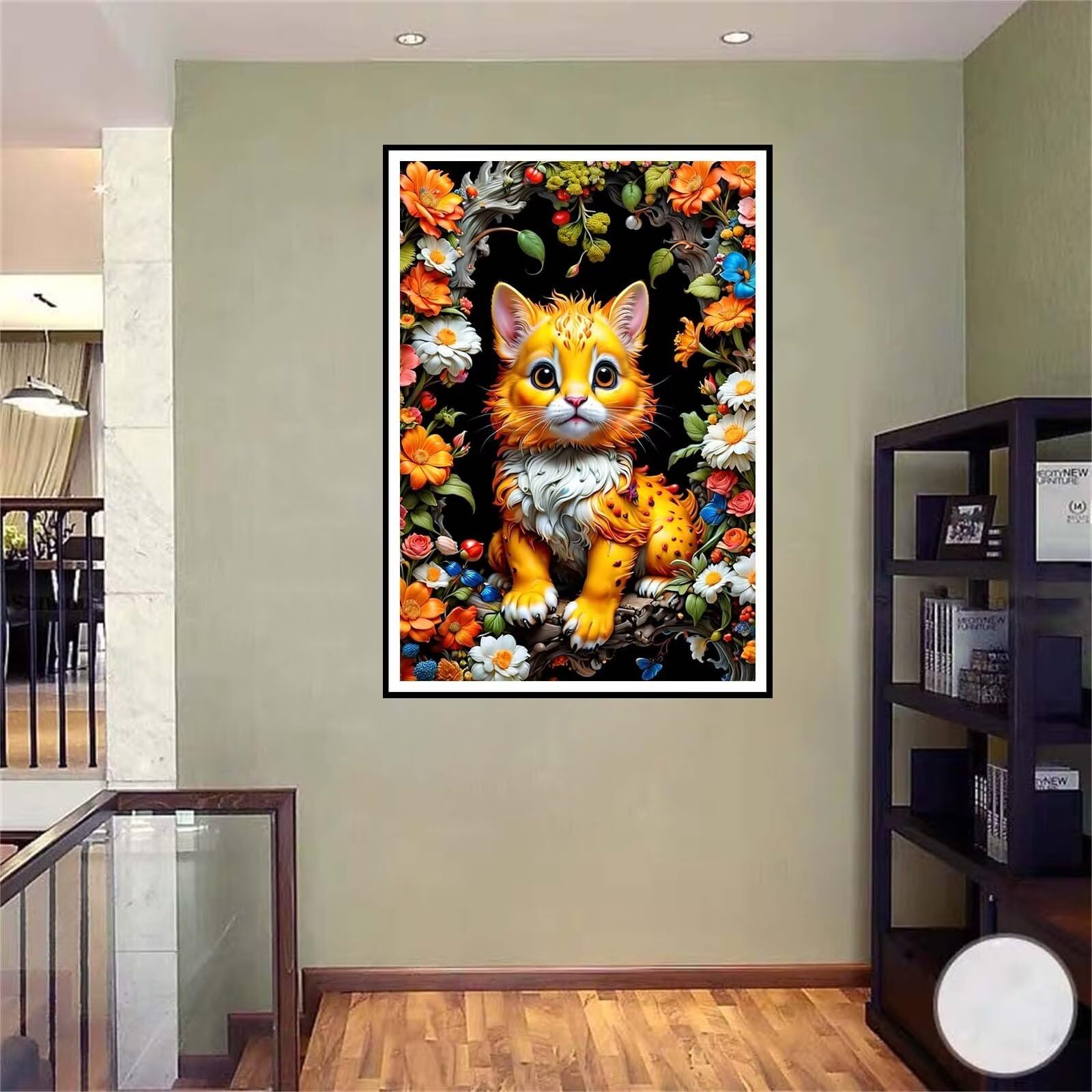 5D DIY Diamante Art Pintura kit Completo, Diamond Painting Adultos Niños Rhinestone Bordado de Punto de Cruz Artes Pintura Painting,Cuadros Decor para Cuarto, Sala de Estar - (Flores de tigre) 60x90cm