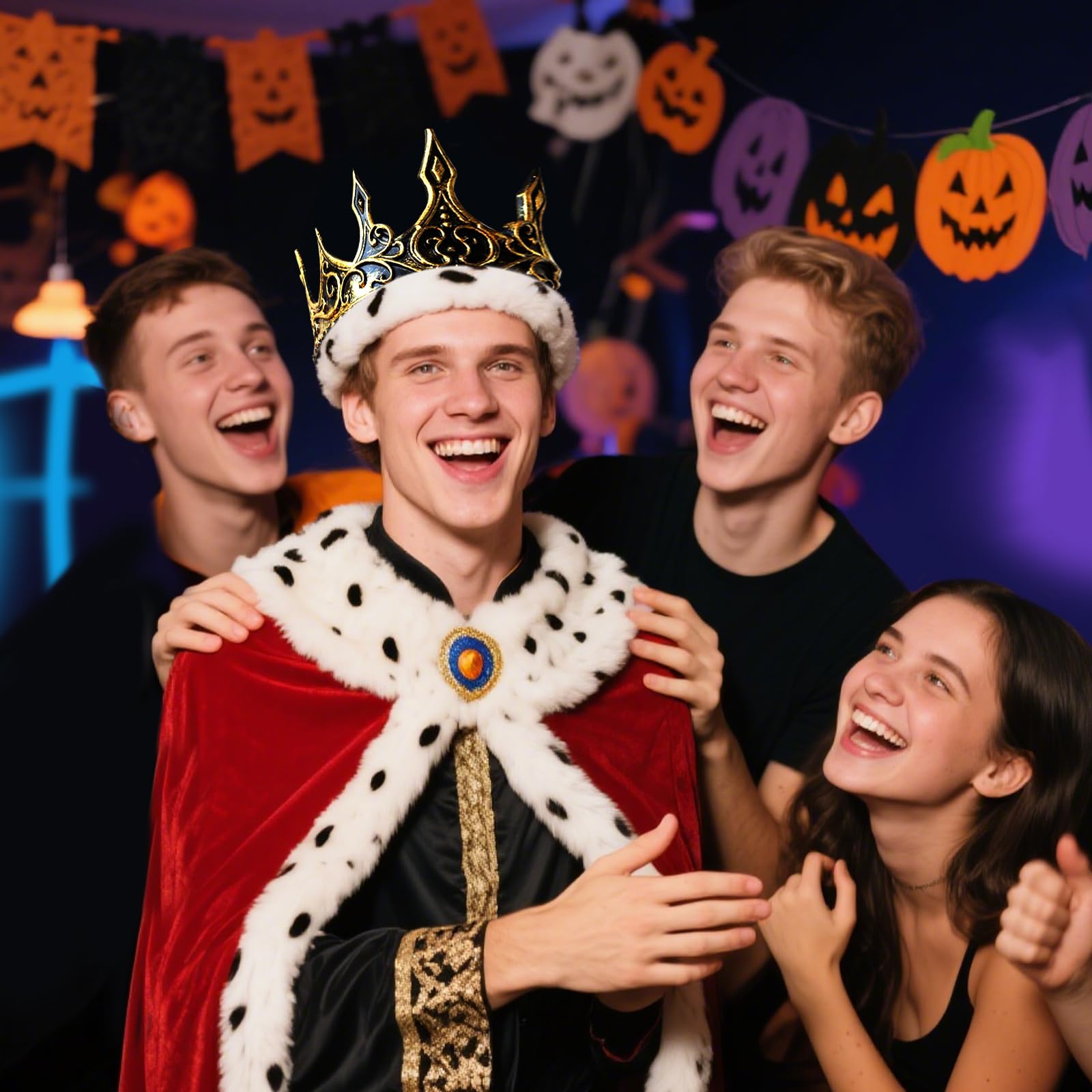 Krone Mittelalter König, Königskrone, Kostümzubehör für Erwachsene, Größenverstellbar, Kaiser, Adeliger, Herzog, Karneval, Kostüm, Mottoparty, Geburtstag, Theater, Verkleidung (Kupfer)