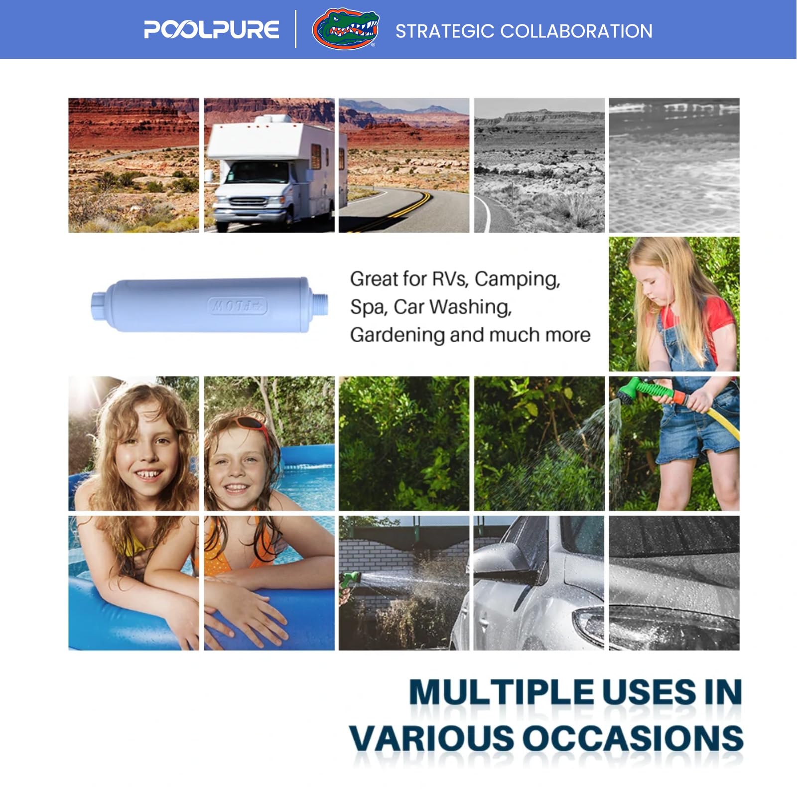 POOLPURE Prefiltro de extremo de manguera de jardín para piscina, jacuzzi, spa, reducción considerable de cloro, metales pesados y olor, se adapta a cualquier rosca estándar de manguera, pack de 1