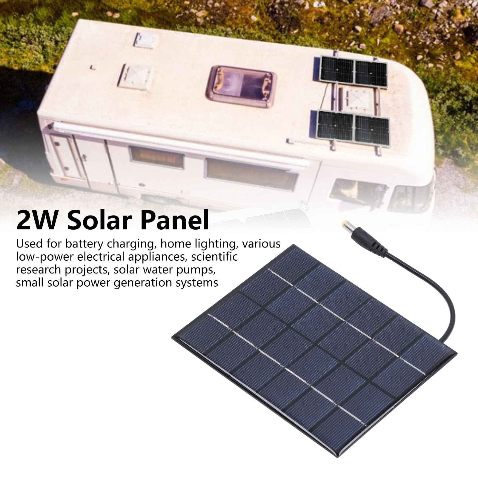 Pannello solare portatile, Caricatore solare da 2W ad alta efficienza con pannello in polisilicio e connettore DC5521, 2 pezzi 13.5x11 cm per luci solari, giardino e campeggio
