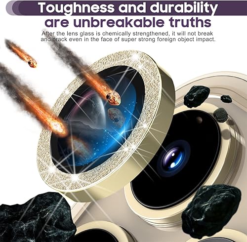 Miniatura 44 de Suoman Protector de lente de cámara para iPhone 14 Pro Max / 14 Pro, [Diamantes Bling] vidrio templado 9H, cubierta protectora de metal de cobertura