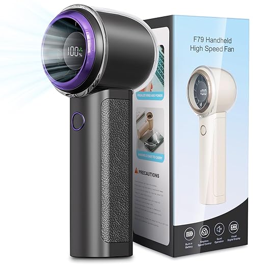 Portable Handheld Turbo Fan, 1-100 Speed Hand Fan with Air Turbo Tech and Digital Display, 13000 RPM Rechargeable for Outdoor Activities,Travel,Working (Grey)