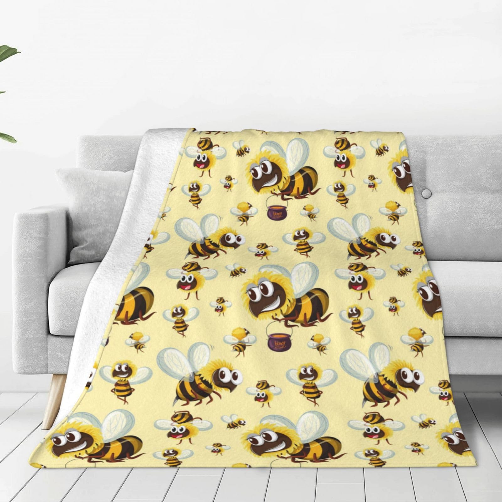Fifbird Boys As Shown Fleece Throw Blanket Cute Bumble Bee Pattern,Soft Plush Flannel Blankets All Season Decorative For Couch Sofa Bed Throws 40"X30"