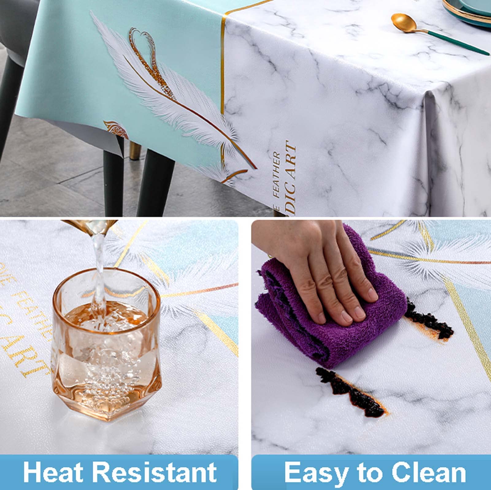 Nappe Imperméable De Table Rectangulaire Résistant Nappe Anti-Taches Tissu Oxford Motif Fleurs