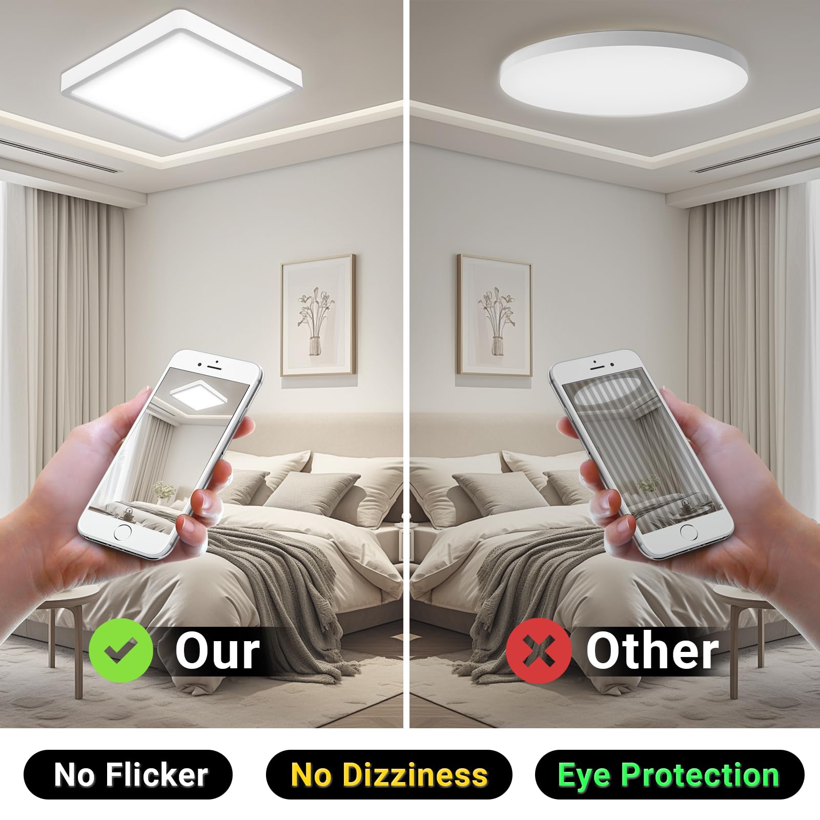 LQWELL® Plafoniera Lampada da soffitto a LED, IP44 Lampada da bagno impermeabile Quadrata piatta 18W 6000K 1600LM Sottile per soggiorno Bagno Camera da letto Cucina Seminterrato Ufficio, 220 * 24mm