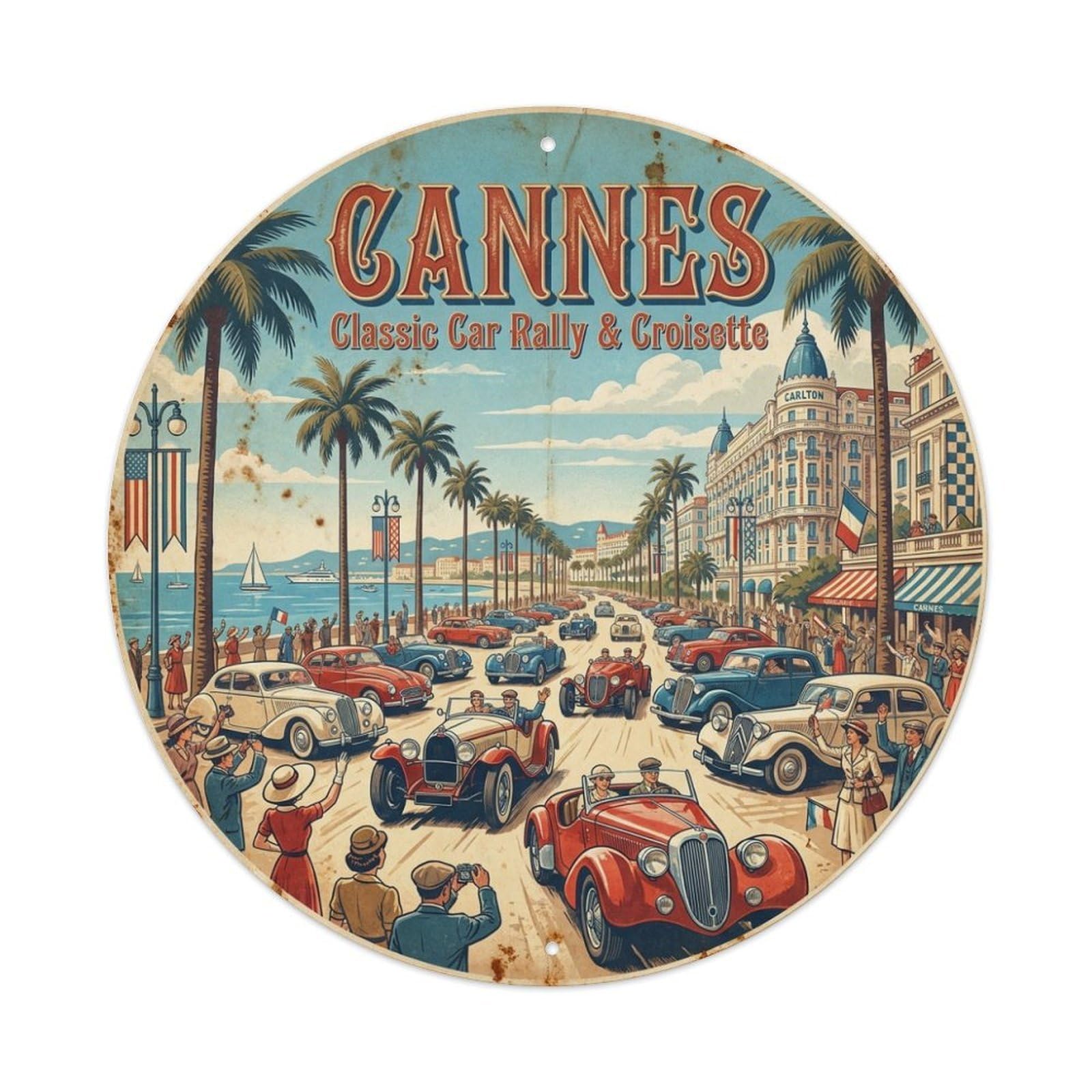 Classic Car Rally Croisette France Cannes Travel Metal Tin Sign