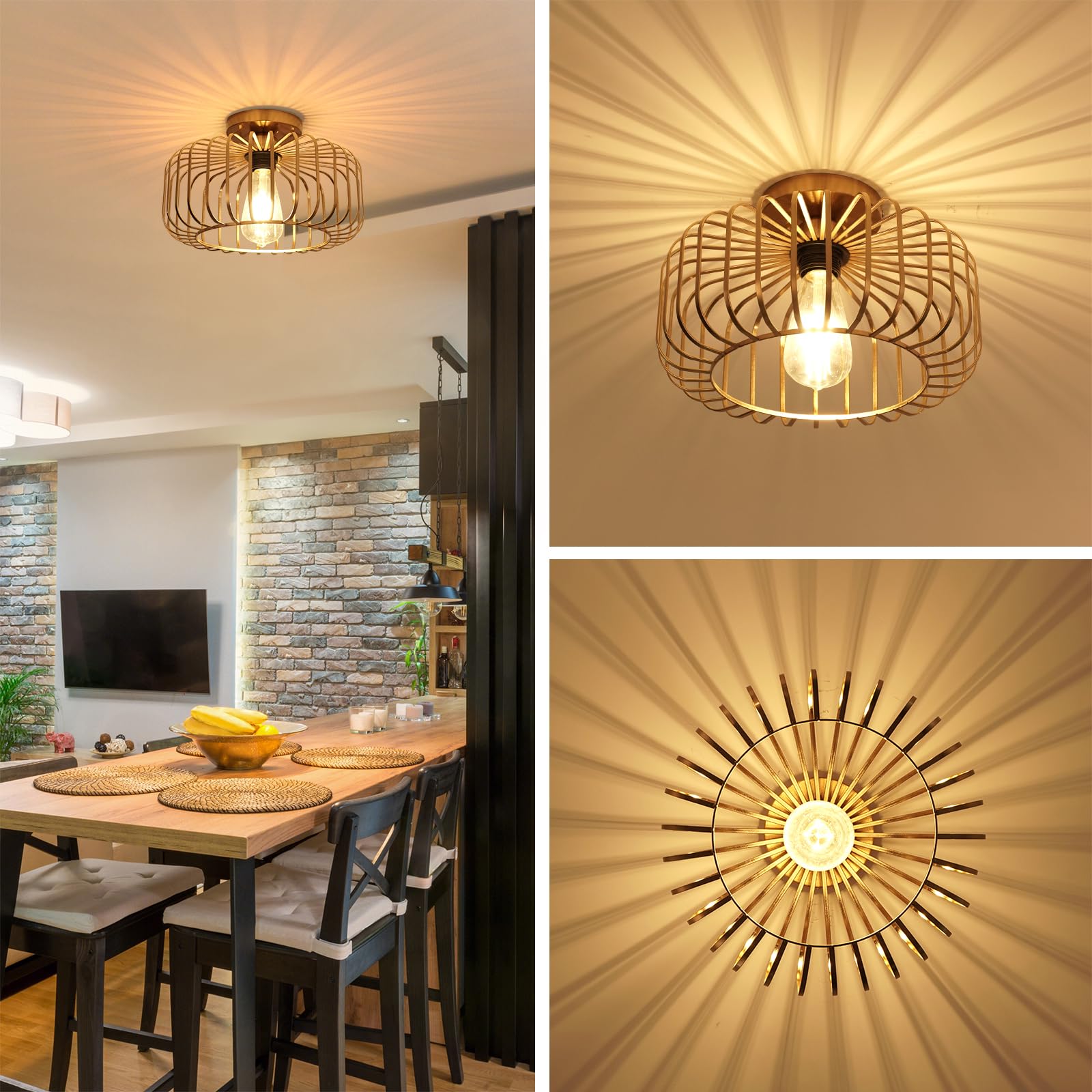 Light-Home Milan Lampenkap Hanglamp - Industriële Plafondlamp voor Woonkamer, Slaapkamer en Eetkamer - Hanglamp Met Lampenkap van velours - Zwart en Goud