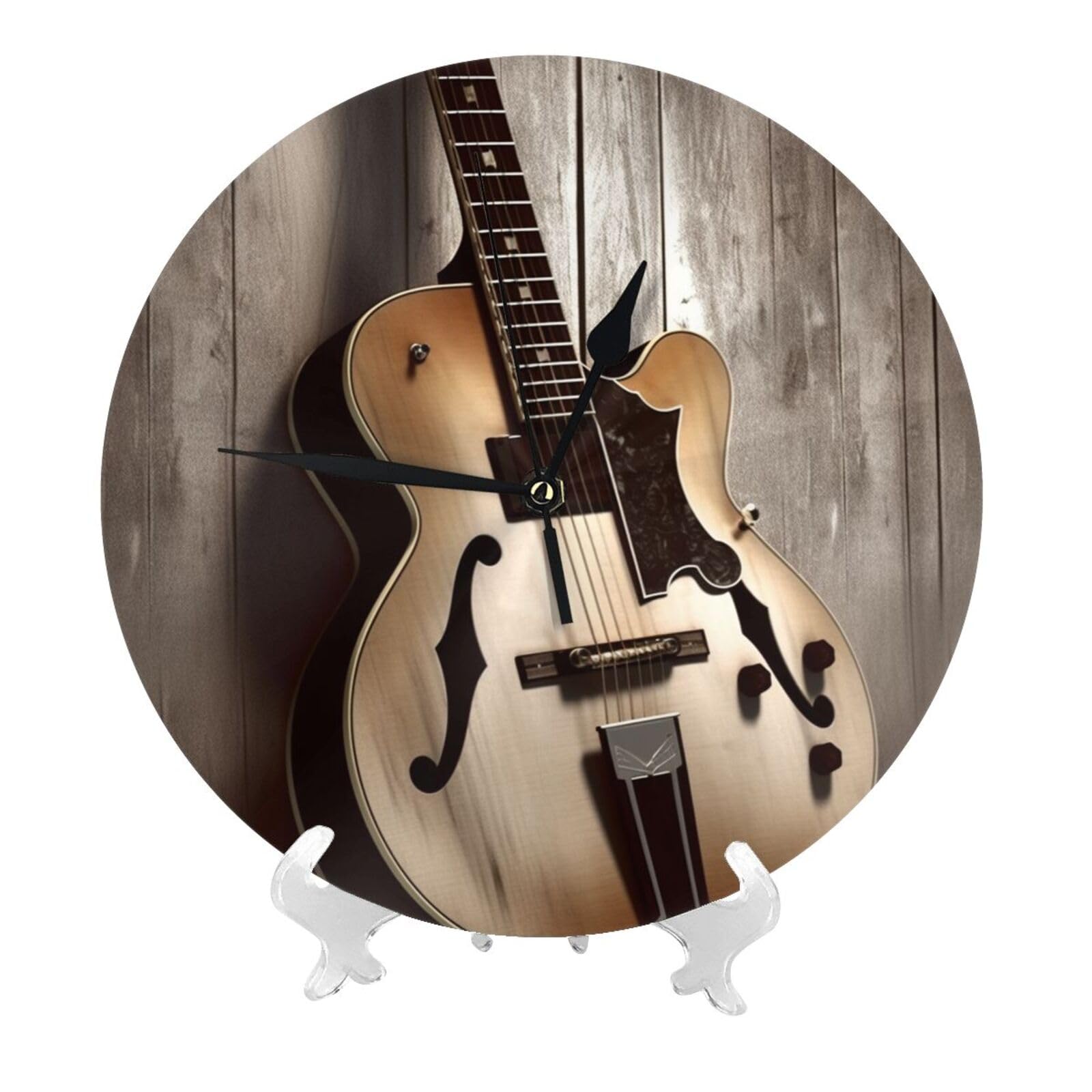 DWVTSLH Guitar Pictures Wall Clock 10 Inch Silent Non-Ticking Modern Clocks Battery Operated - Decorative Wall Clocks for Bedroom Living Room Kitchen Office Wall Decor Gift Idea