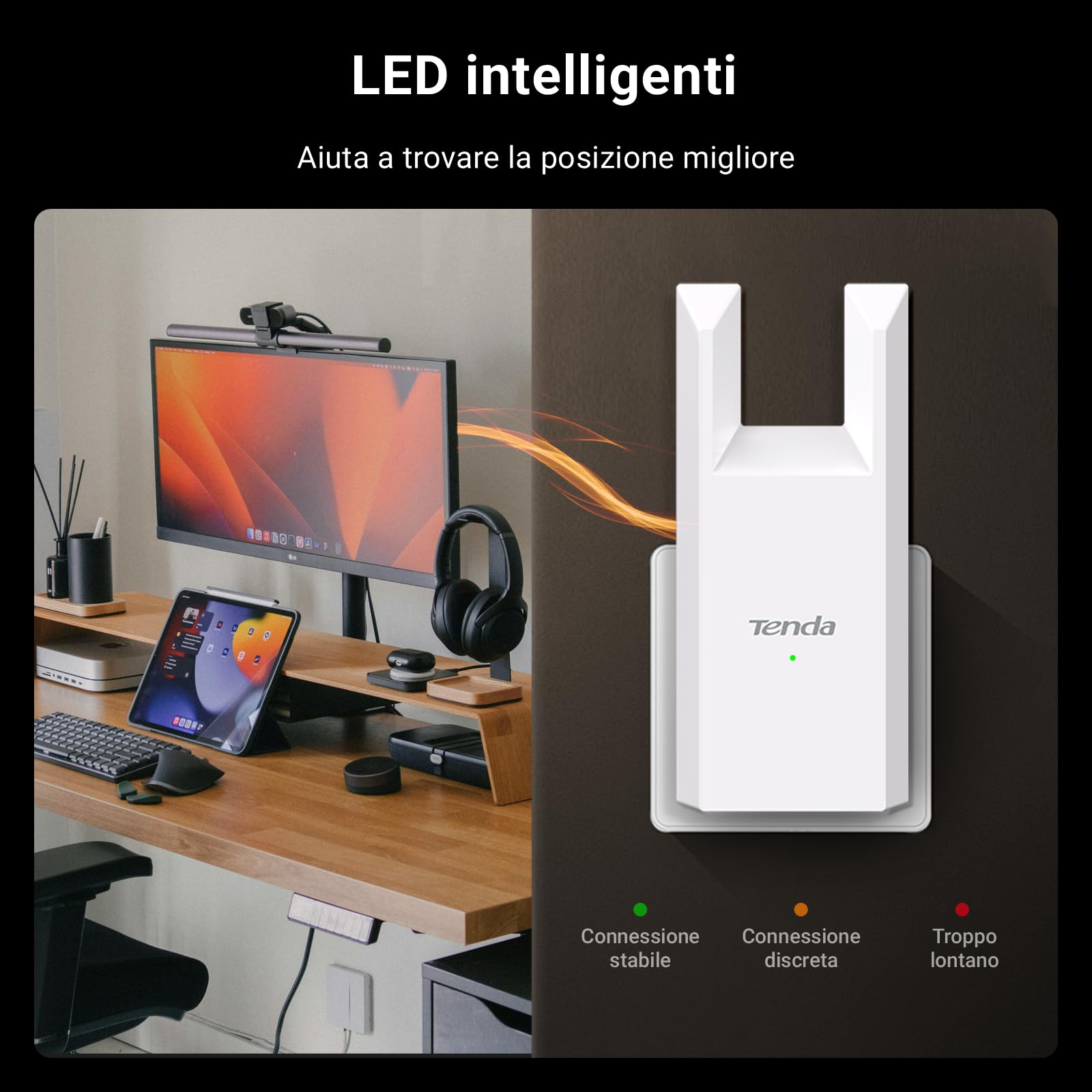 Tenda Ripetitore WiFi Extender e Access Point, Velocità Single Band 300Mbps, Porta Ethernet, Copertura fino a 120 m², Compatibile con i principali modem router Wi-Fi, Bianco(A9)