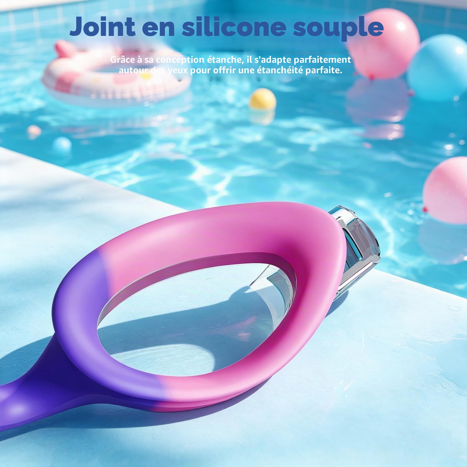 Lunette Piscine Enfant(lot de 2), Lunettes Piscine Enfants avec Lentille Anti-Buée, Lunettes de Natation Sans Fuite, Lunette de Piscine Enfant en Silicone Souple pour 3 à 14 Ans Garçons Filles