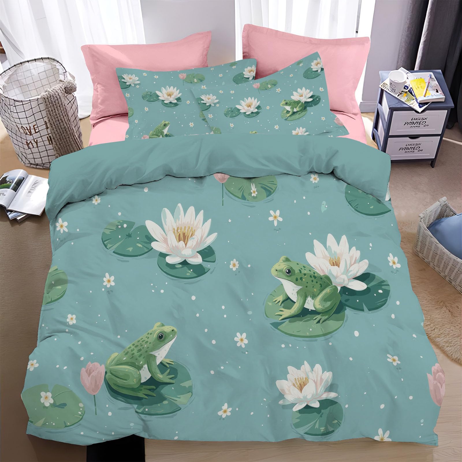 Housse de couette grenouille et nénuphar pour une ambiance nature et apaisante dans la chambre