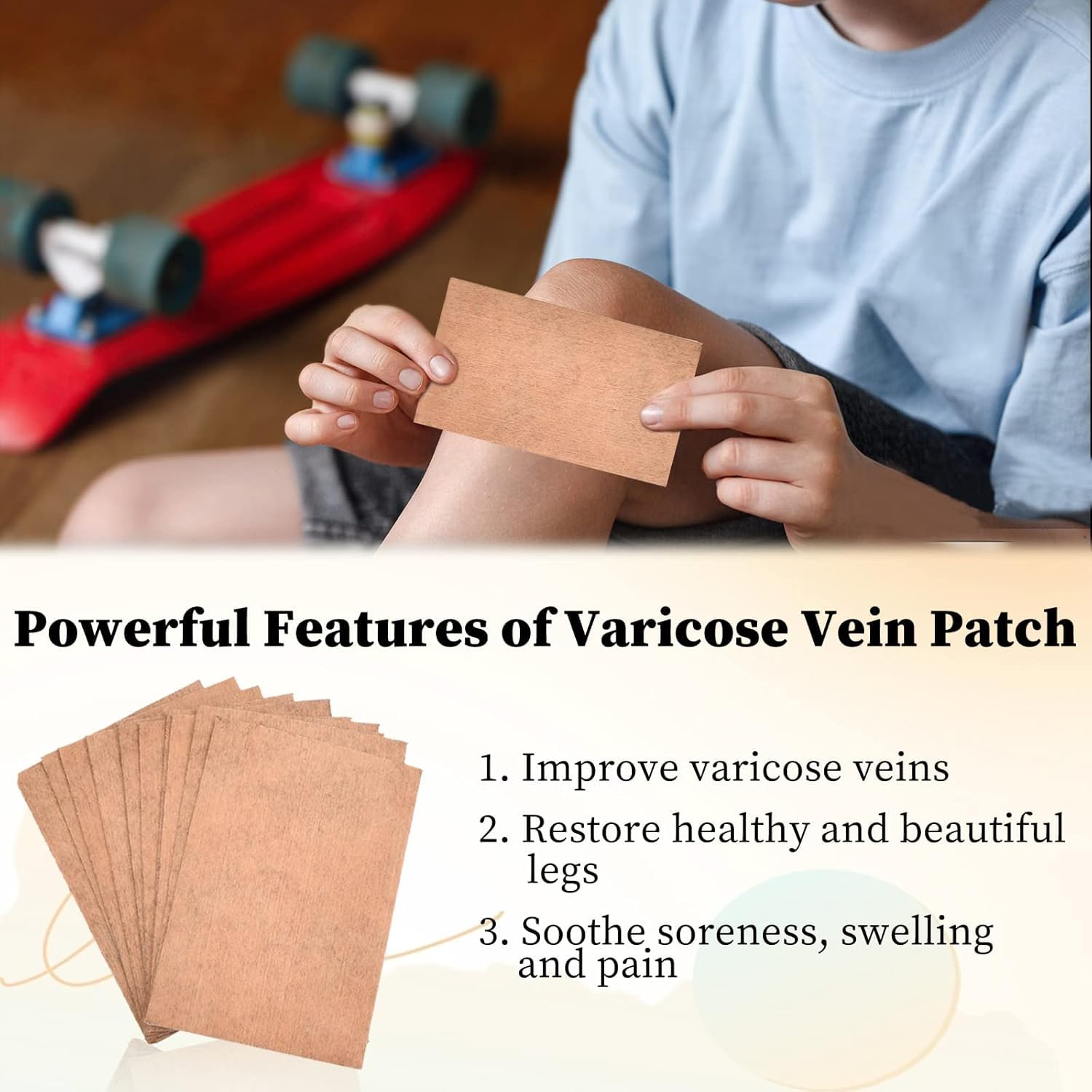 Kurkuma Krampfadern Patches, Krampfadern Patch Linderung, natürliche Linderung von Krampfadern in Beinen und Spinnen, stärkt die Kapillargesundheit und verbessert die Durchblutung (3 Box)
