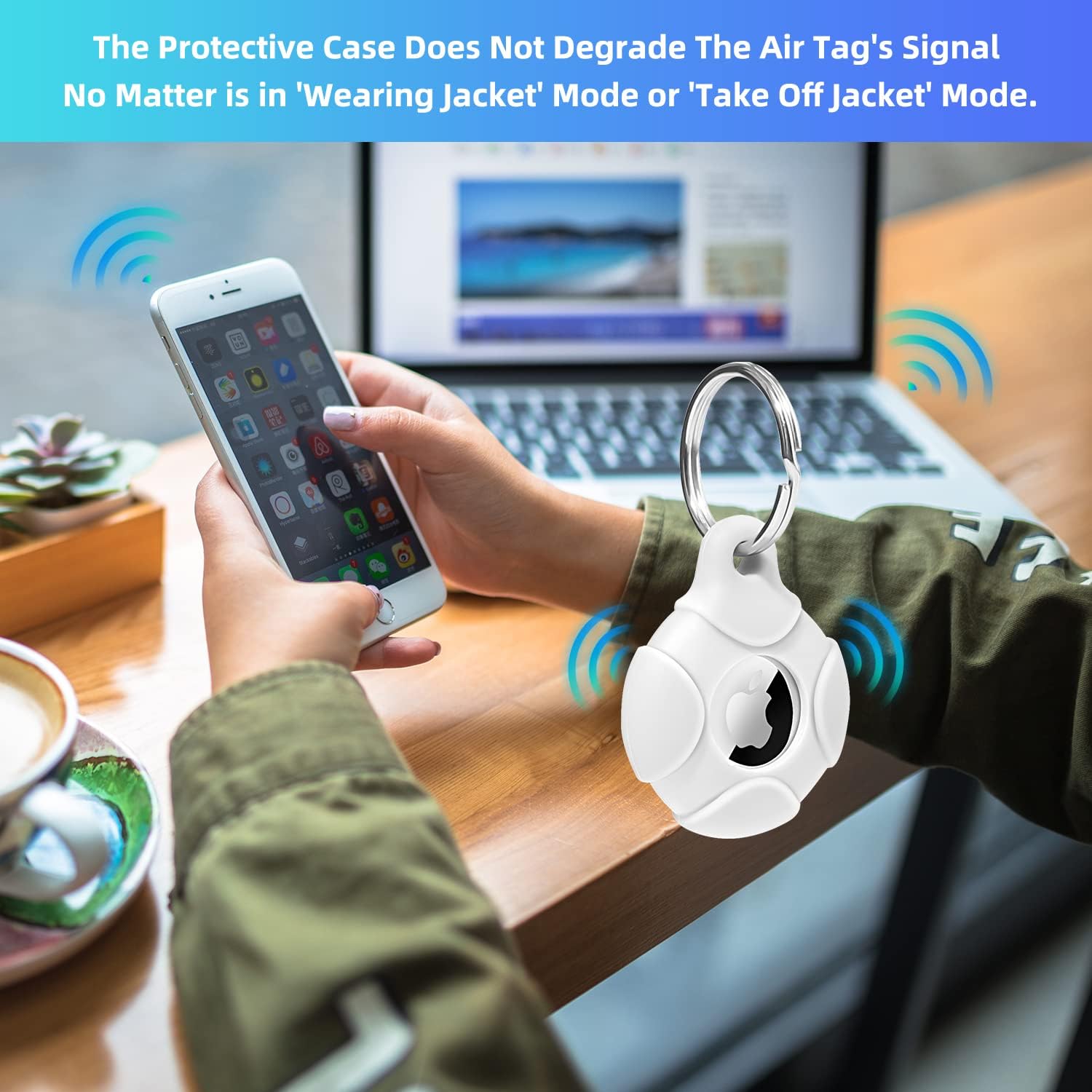 airtag holder waterproof airtag keychain 2 pack all around protective airtag case for dog cat collar kids pets