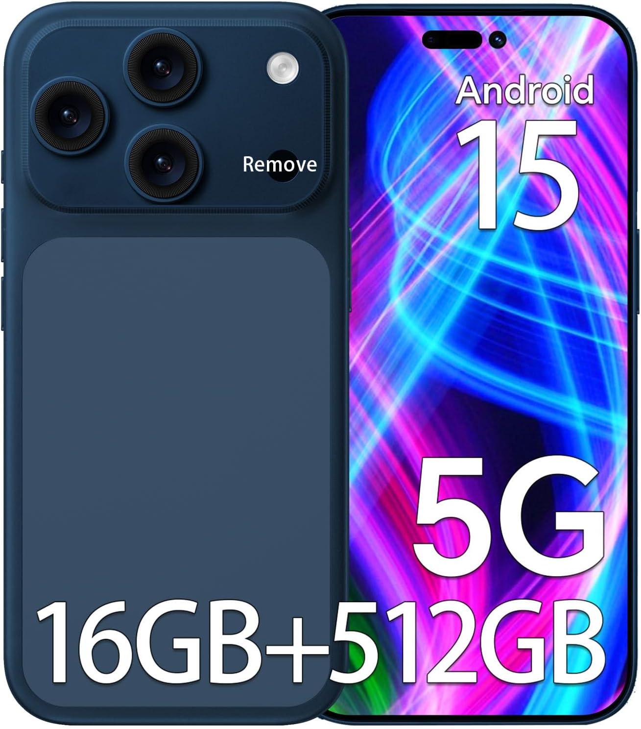 Unlocked L17PROMAX Ultra Cell Phones with 5000mAh Battery,Android 15 Snapdragon 888 Phone,16GB RAM+512GB ROM,32MP+104MP Camera, 3040 * 1440 HD 6.9'' Screen /5G/Dual SIM/GPS/WiFi(Blue)