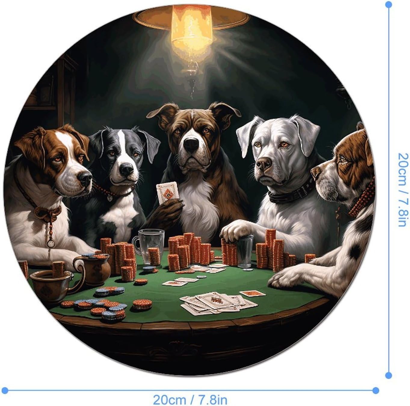 Playing Poker Dogs Round Mouse Pad Non-Slip Rubber Base Mousepad Waterproof Small Mouse Mat Cute Computer Mouse Mat for Office, Home, Gaming, Laptop 7.8 X 7.8 Inches image 2