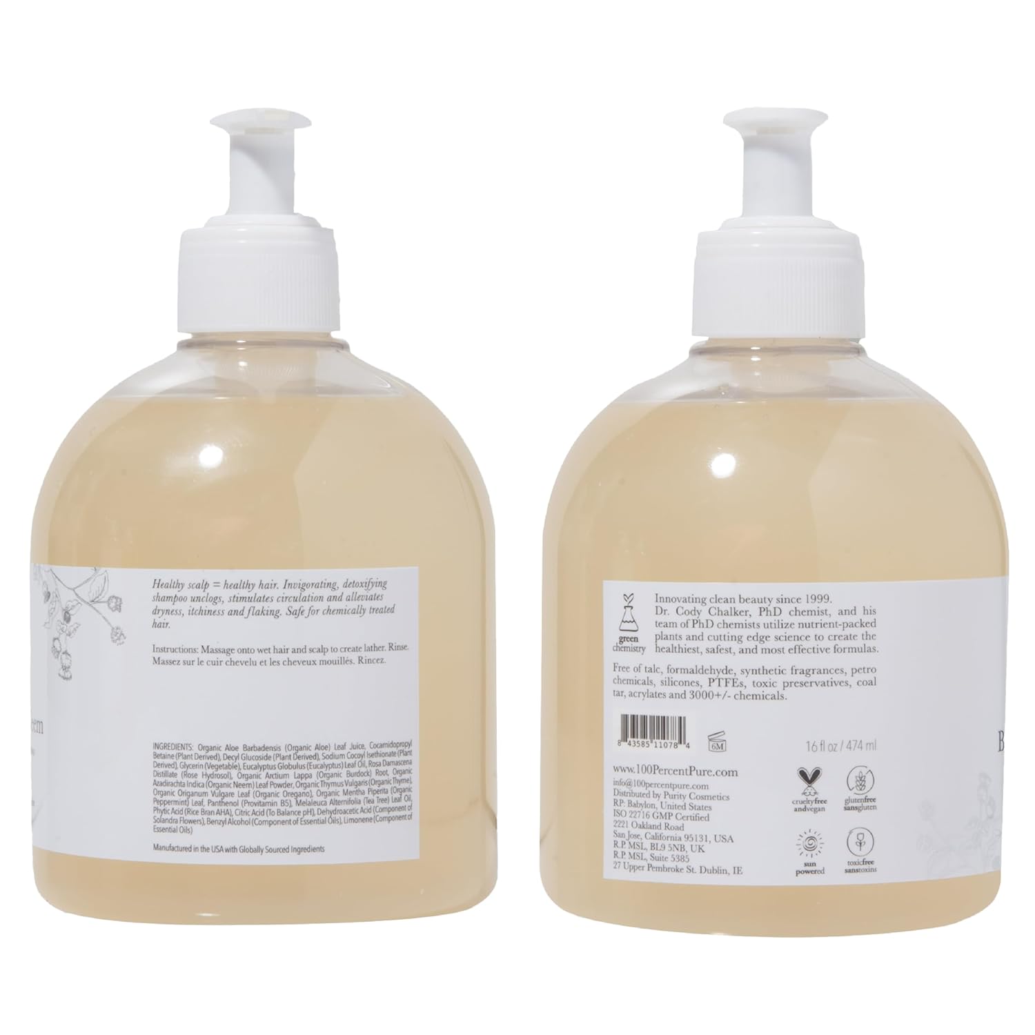 100% PURE Burdock & Neem Healthy Scalp Shampoo Replenishing Cleanser for Dry, Itchy, Flaky Scalp - Moisturize Balance & Stimulate with Rose Hydrosol Aloe & Vitamin E for Women & Men - 16 Fl Oz - Image 8