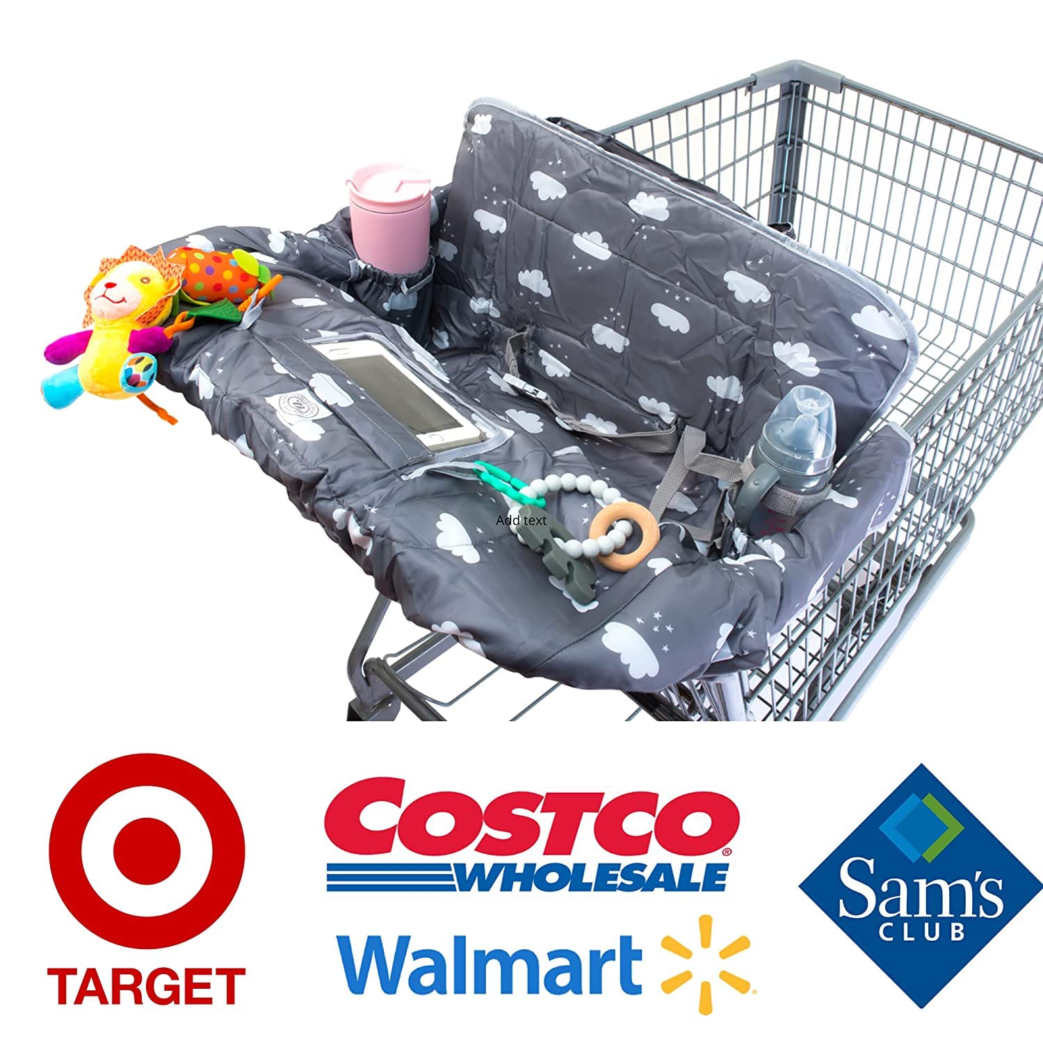 Lumiere Baby Shopping Cart Cover for Baby and Toddler - 2-in-1 High Chair Cover | 360 Full Protection, Patented Roll-in Style Pouch, Universal Fit, Machine Washable Great Gift Ideas for Mom (Cloud) : Baby