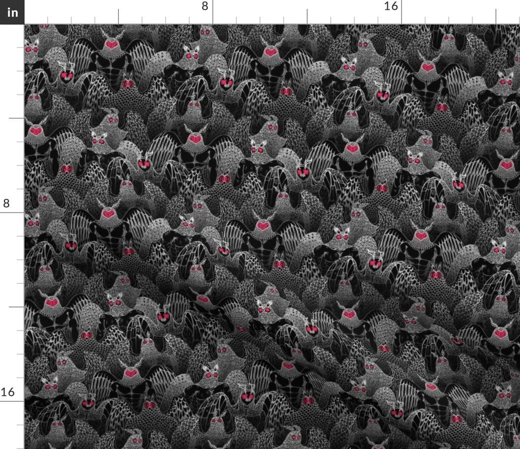 Spoonflower Fabric - Spooky Moths Black Goth Monster Halloween Wings Creepy Horror Cryptid Printed on Petal Cotton Fabric Fat Quarter - Sewing Quilting Apparel Crafts Decor