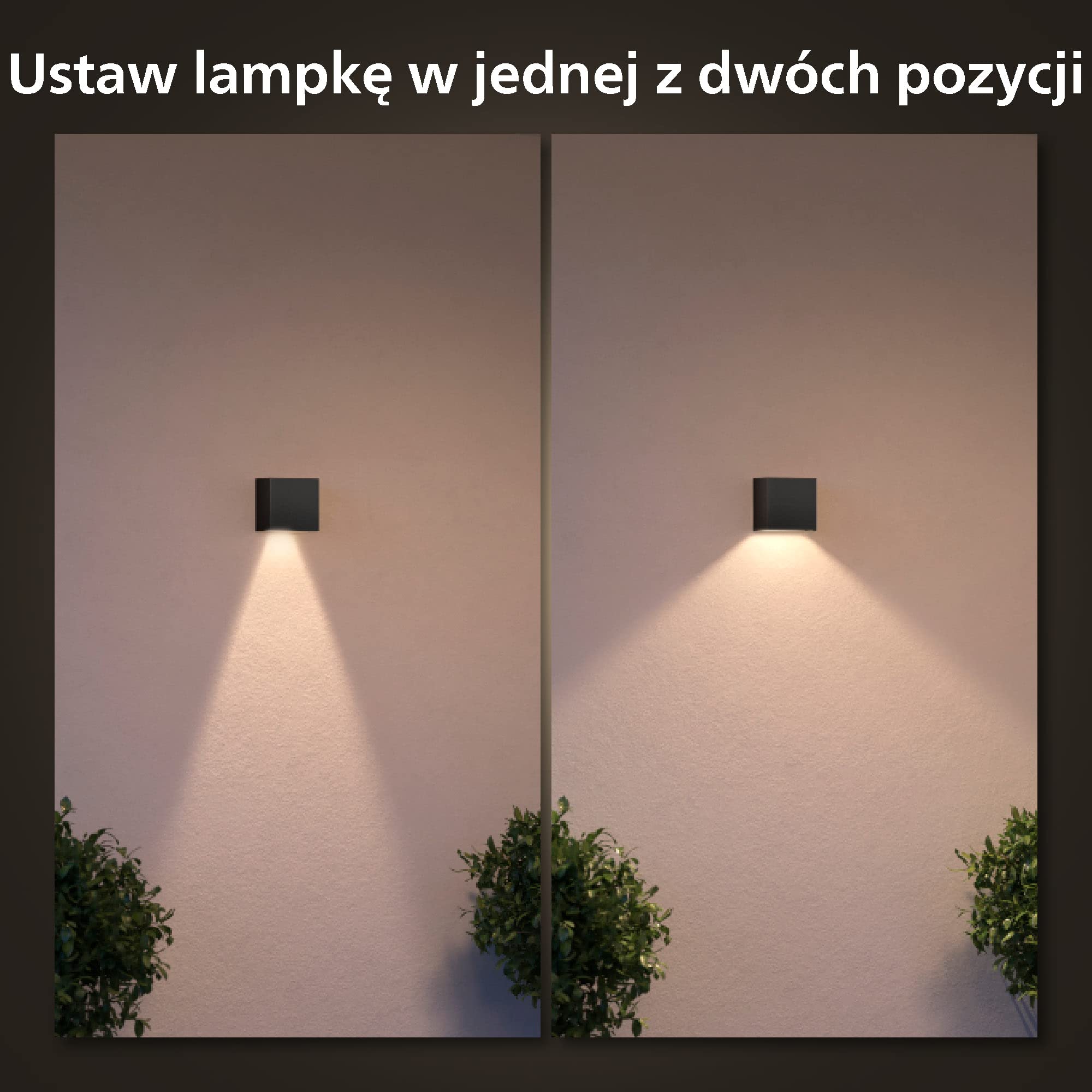 Philips Hue Resonate White and Color Ambiance Zewnętrzna Lampa Ścienna LED, Czarna, 16 mln Kolorów, Możliwość Przyciemniania, Sterowanie Aplikacją
