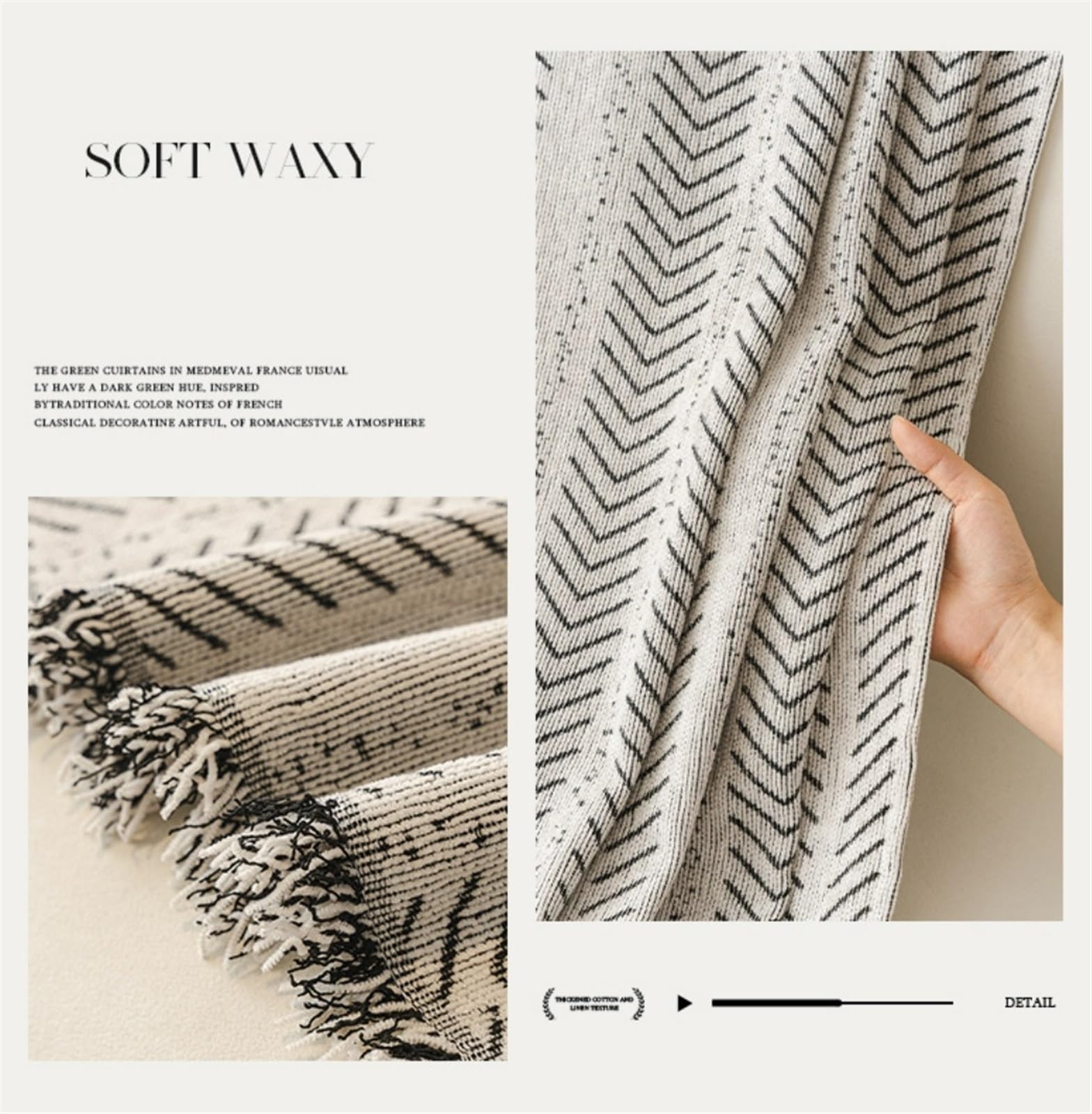 Chenille-Sofaüberwurf, Feiner, Wendbarer Sofabezug, Fischgrätenmuster, Sofahandtuch, Vier Jahreszeiten, Universell Gewebte Quastenüberwürfe, Kratzfester Couchbezug(Black,180X380cm)
