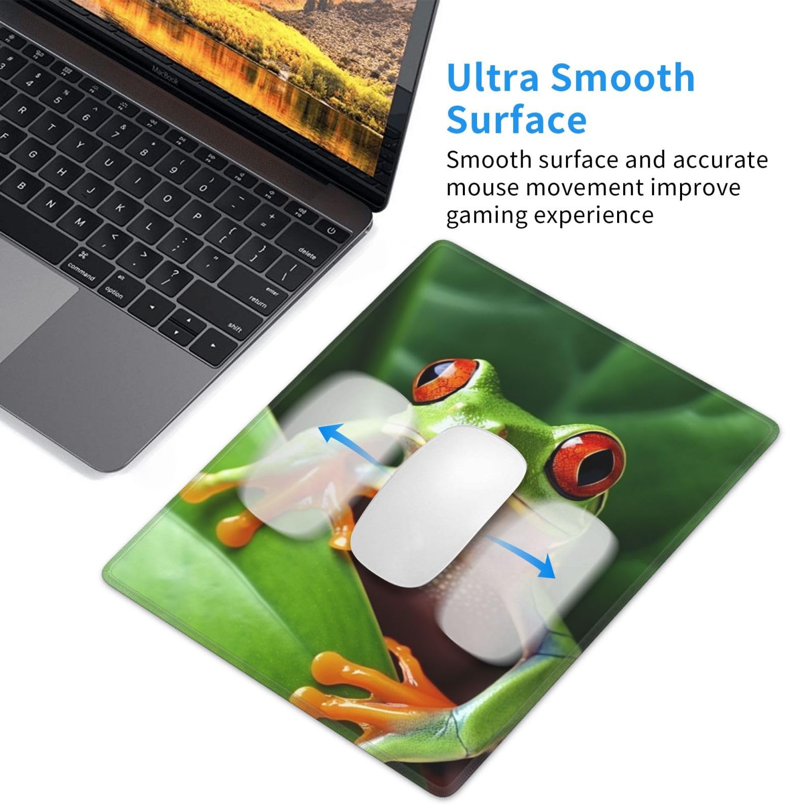 Der Frosch Personalisiertes Mousepad – Rechteckig, Bedruckt, Rutschfeste Unterseite, Waschbar