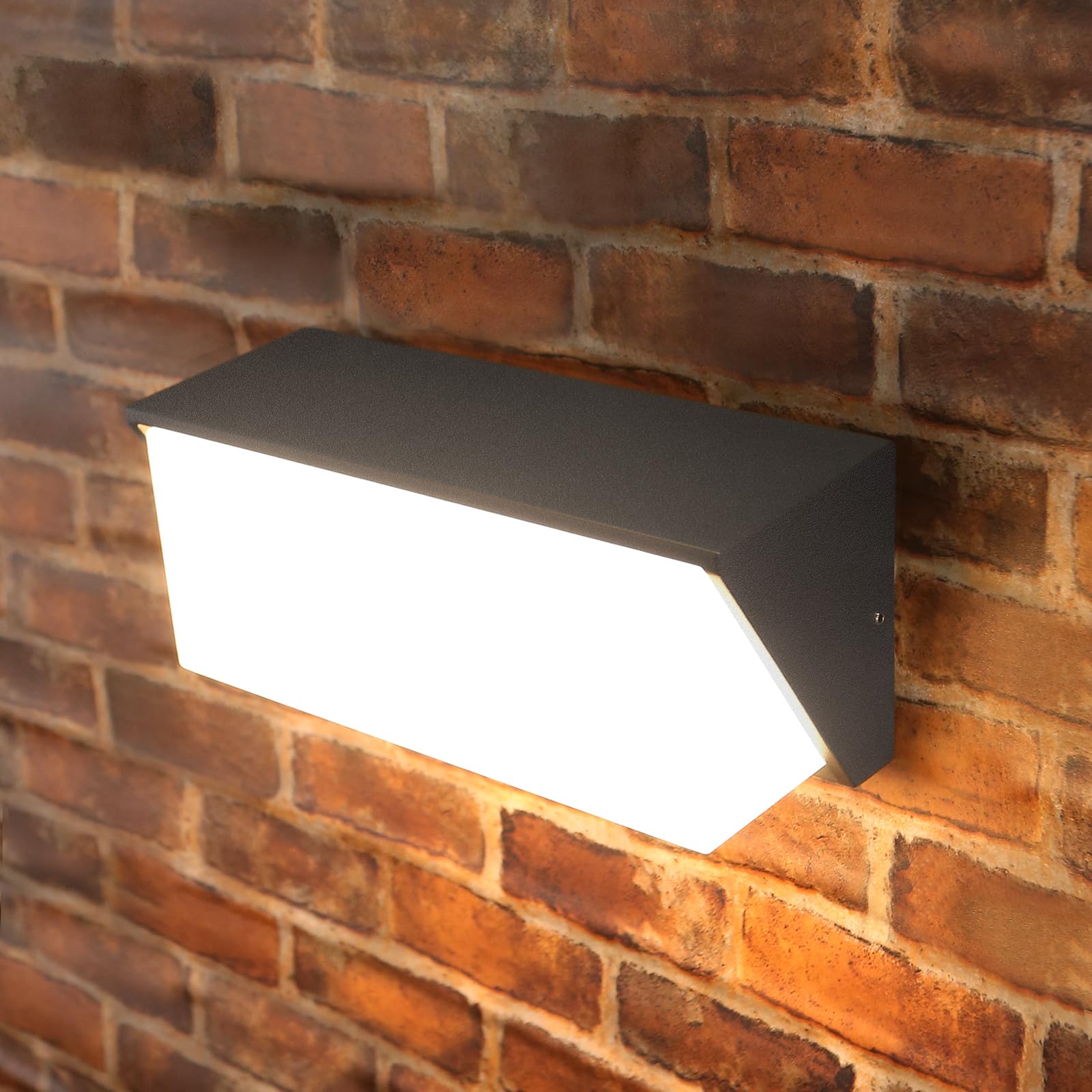 HLFVLITE Lampada da Parete LED per Esterni, Applique da Giardino in Alluminio, IP54 Impermeabile, 870LM 3000K Bianco Caldo, Grigio Antracite