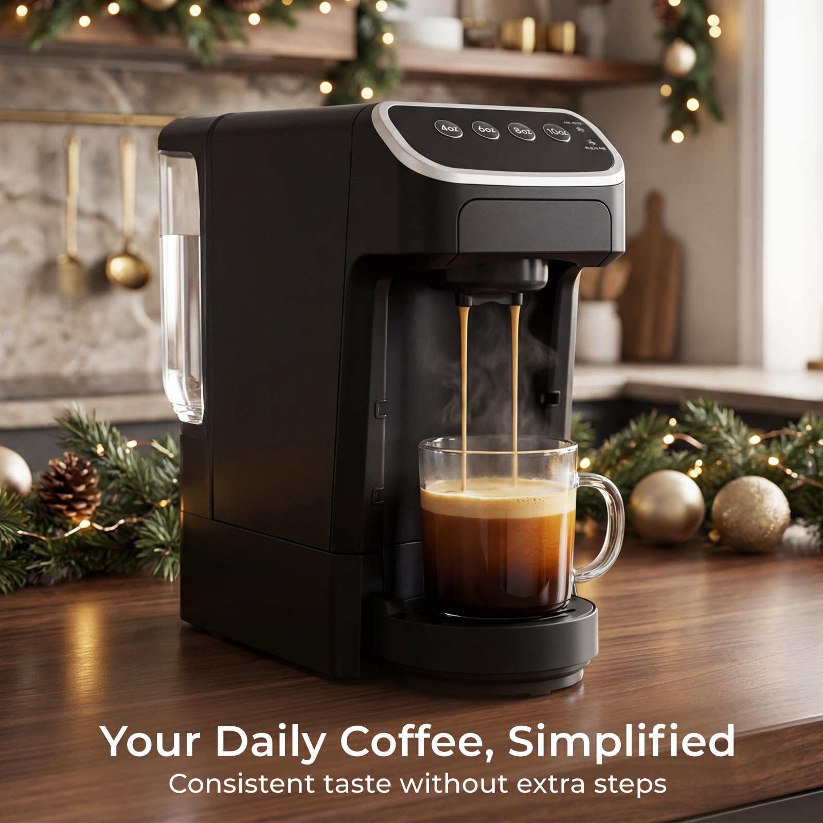 Cafetera compatible con cápsulas Senseo, cafetera de una sola porción de preparación rápida con extracción de rico sabor, capa de crema, diseño elegante que ahorra espacio, sabor de calidad