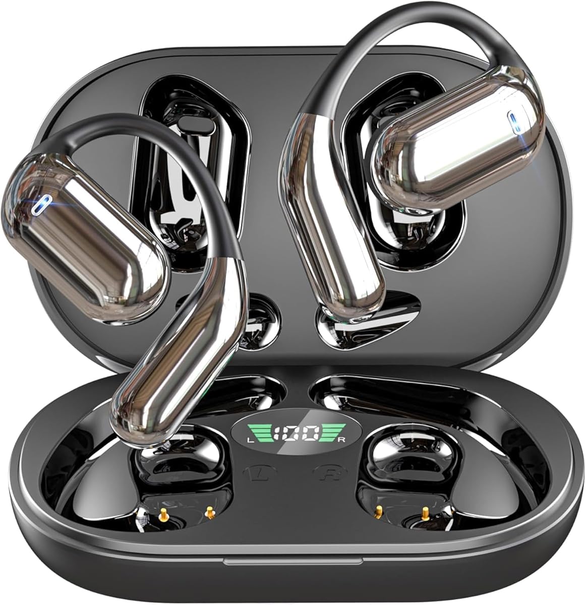 Ultra Open Ear Earbuds - Bone Conduction Headphones Wireless Bluetooth, Waterproof Deep Bass Earphones for Fitness and Running, Secure Fit for Small Ears, Sweat-Resistant Earbuds Voice