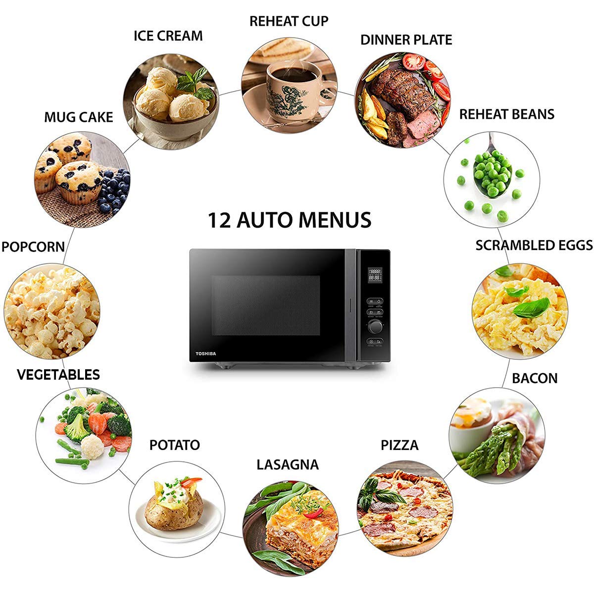 Toshiba 800 w 20 L Microwave Oven with 12 Cooking Presets, Upgraded