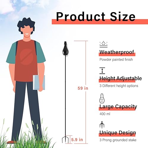 Miniatura 10 de Paquete de 6 antorchas de metal para exteriores, antorchas de metal mejoradas con estaca de 3 puntas, linternas de citronela extragrandes de 58