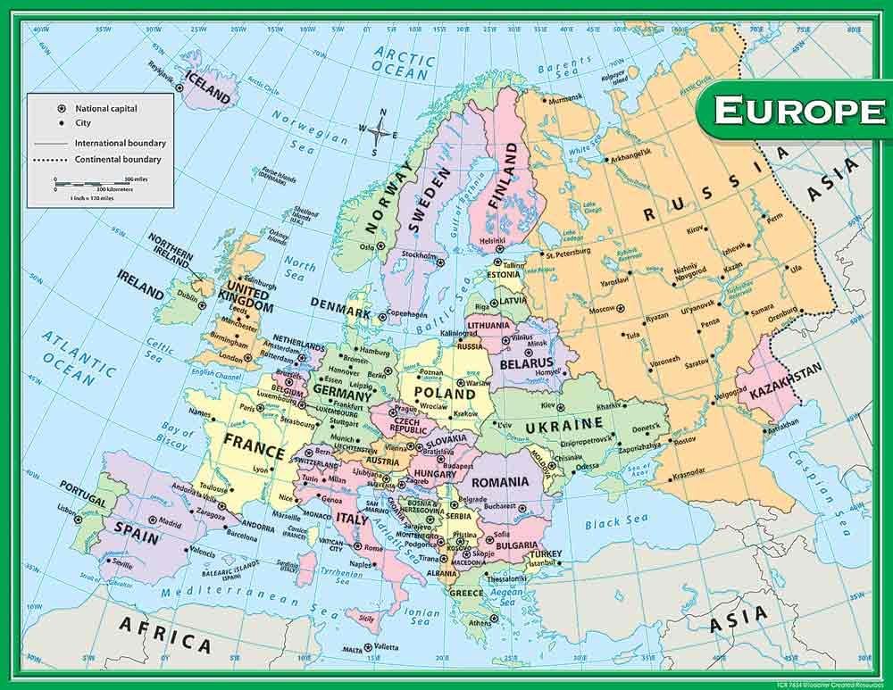 Teacher Created Resources TCR7654 Europe Carte Graphique 17X22