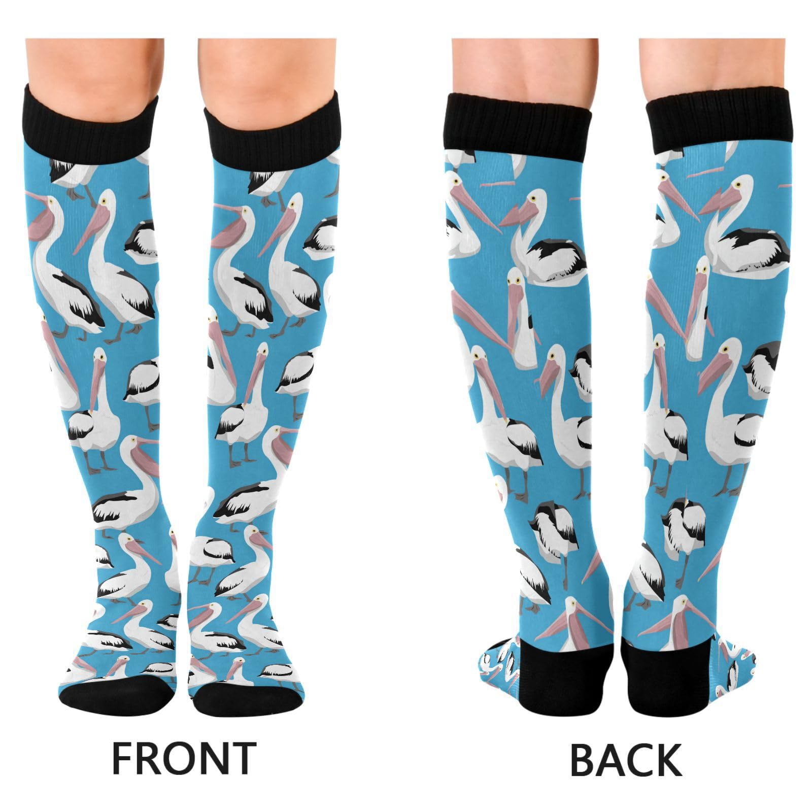 Dussdil Cute Pelicans Compression Socks for Women and Men Circulation Long Socks for Athletic Running Cycling Nurse Stockings Socks