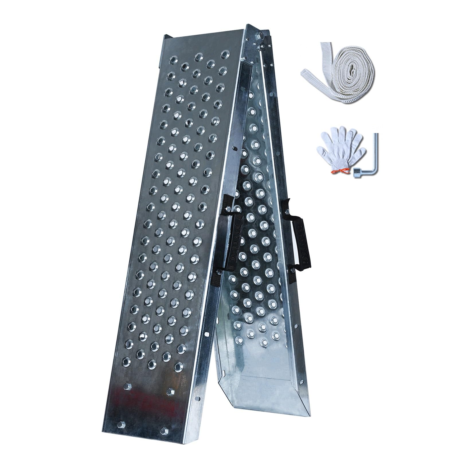 Aluminium Rampes, 440 Livres Capacité, Pliable Moto Rampe, Universel Chargement Rampe Pour Moto Tracteur VTT Camions Tondeuse À Gazon(4pcs)