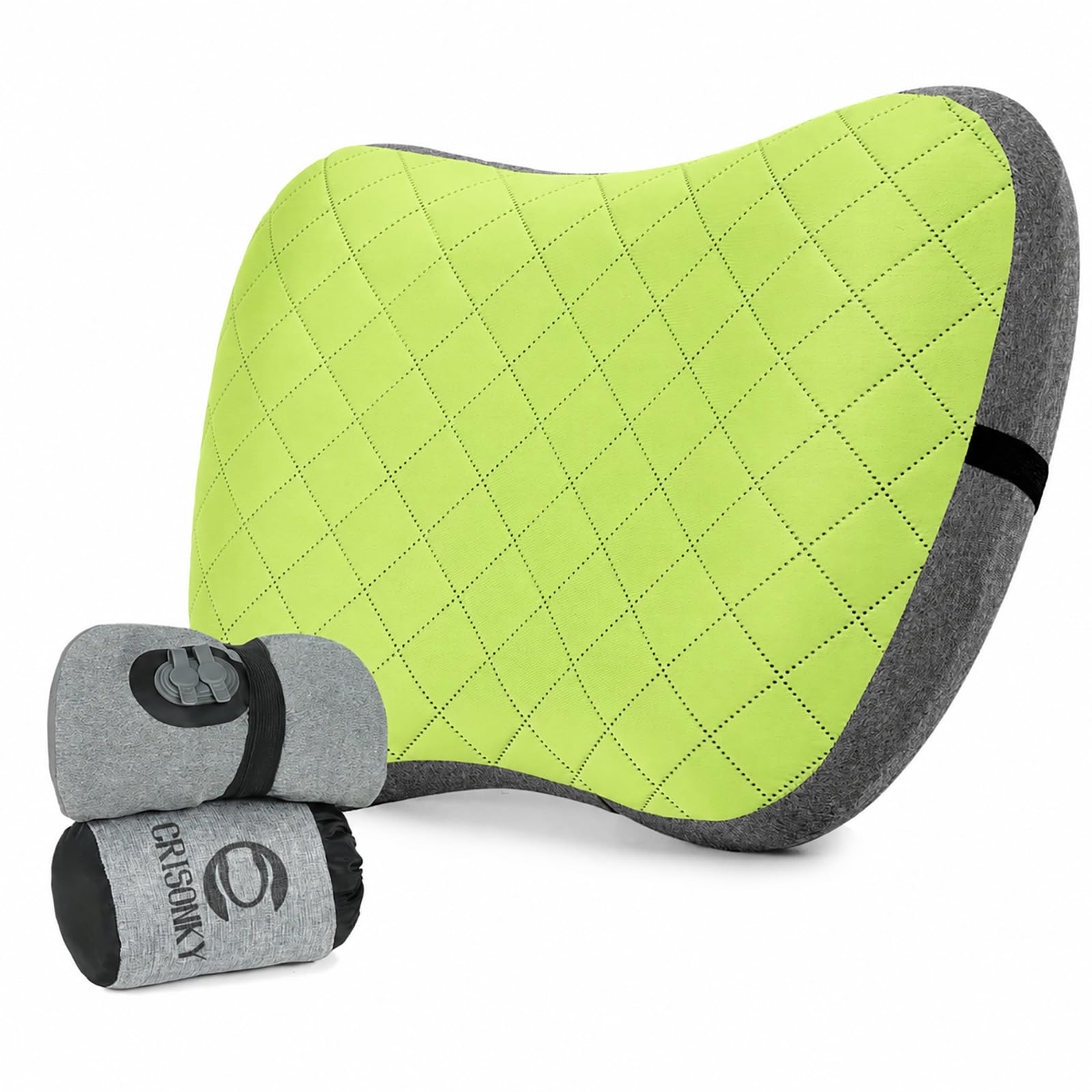 Crisonky Camping Pillow with Removable Cover- Inflatable Pillow - Travel Pillows for Backpacking & Airplane, Lumbar Support Blow Up Pillow Washable Pillowcase, Compressible Pillow