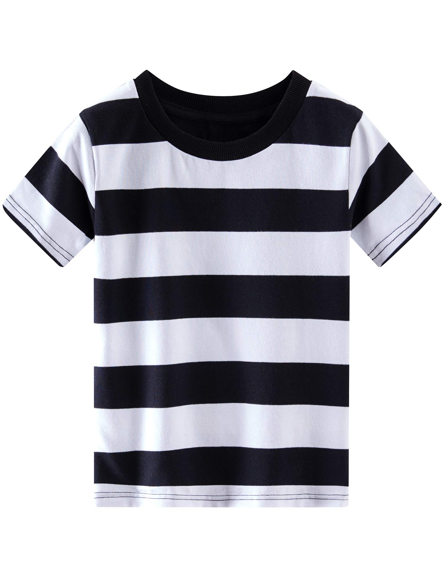 Spring&Gege Camiseta de manga corta a rayas con cuello redondo para niño
