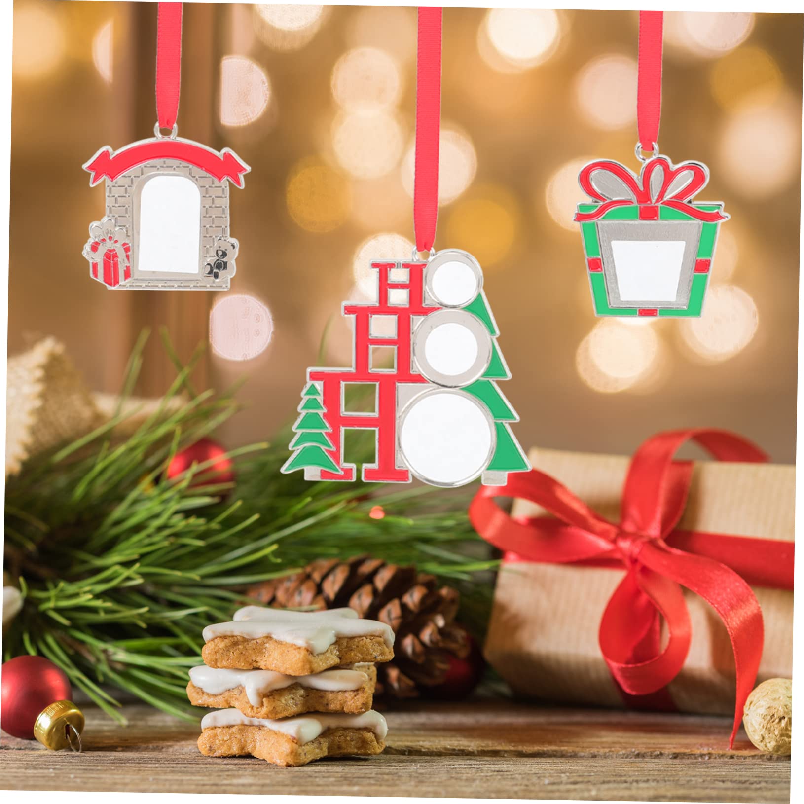 Zerodeko 4 Sätze Christbaumschmuck Weihnachtsdeko Personalisiert Geschenkanhänger Weihnachten Sublimationsverzierungsrohlinge Sublimationsanhänger Legierung 4 Stücke * 4