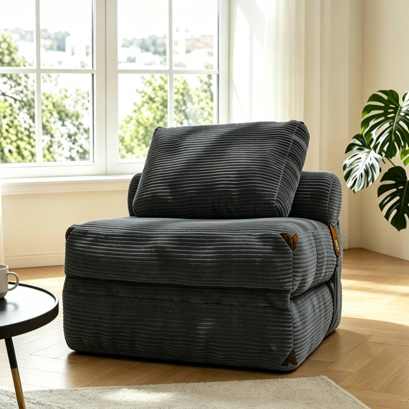 combet Klappbares Schlafsofa mit Schlaffunktion, umwandelbares Schlafsofa mit Kissen und Matratze, tragbares Bodensofa, Gästebett, Liegesessel für Wohnzimmer und Schlafzimmer,170 x 85 cm,Dunkelgrau