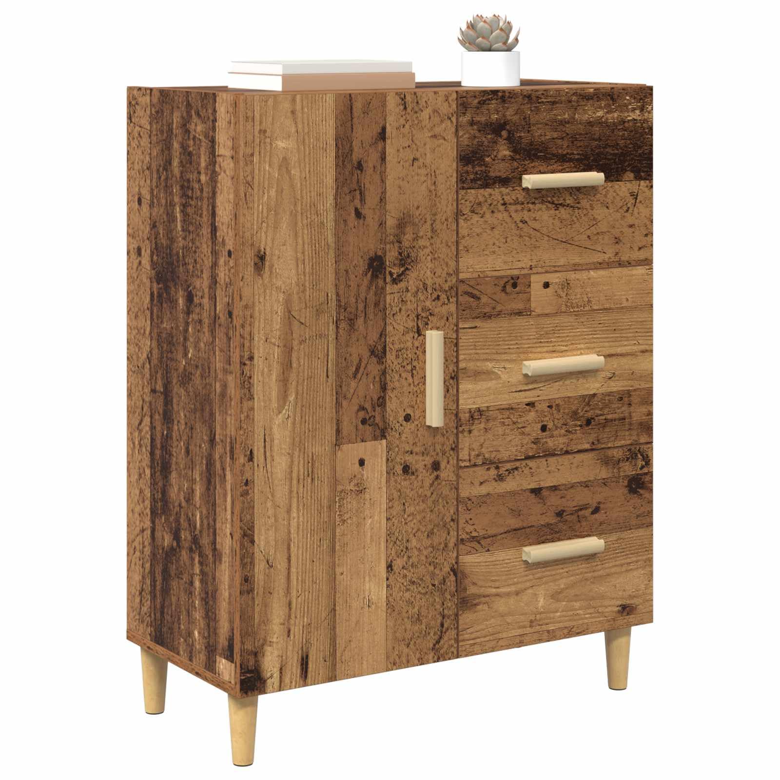 vidaXL Bufet Stare drewno 34 x 69.5 x 90 cm Materiał drewnopochodny, Nowoczesna szafka, prostokątna jednostka do przechowywania, funkcjonalna szafka drzwiowa do eleganckiej organizacji domu