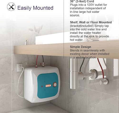 Miniatura 5 de 110V-120V 1440-1500W Instant Electric Hot Water Heater Under Kitchen Small Tank 8.0 Gallon Storage,Rv Trailer Instant Fiberglass Compact 8.0 galones